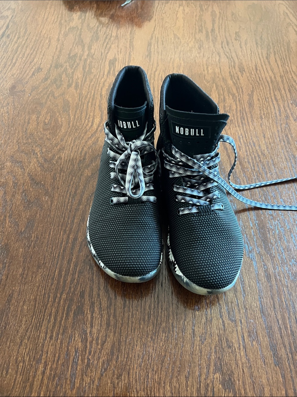 NOBULL Black High-Top Trainer with Marble-Patterned Sole